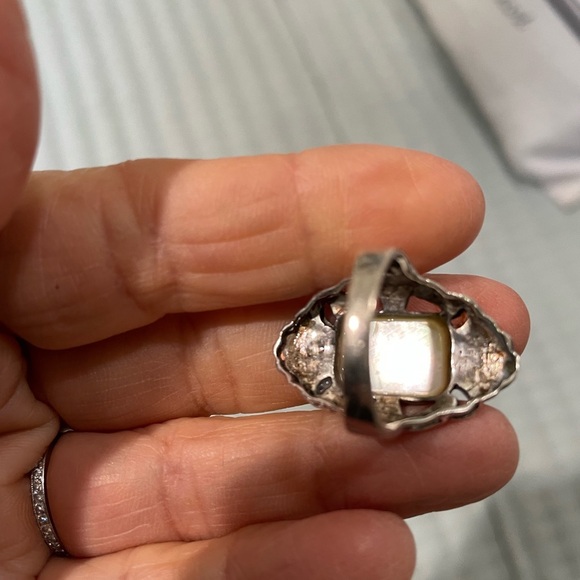 Stunning Mother of Pearl Marcasite sterling silver ring - Picture 4 of 6